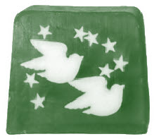 A slice of a novelty soap I sell - depicting a pair of peace doves.  If you click the image it will take you to a page on julzcrafts.com where you can buy this and other novelty soaps!